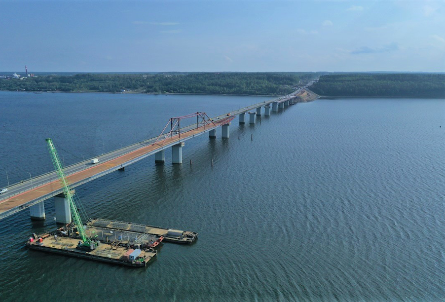 В Пермском крае готовятся соединить пролетные строения строящегося моста через реку Чусовую